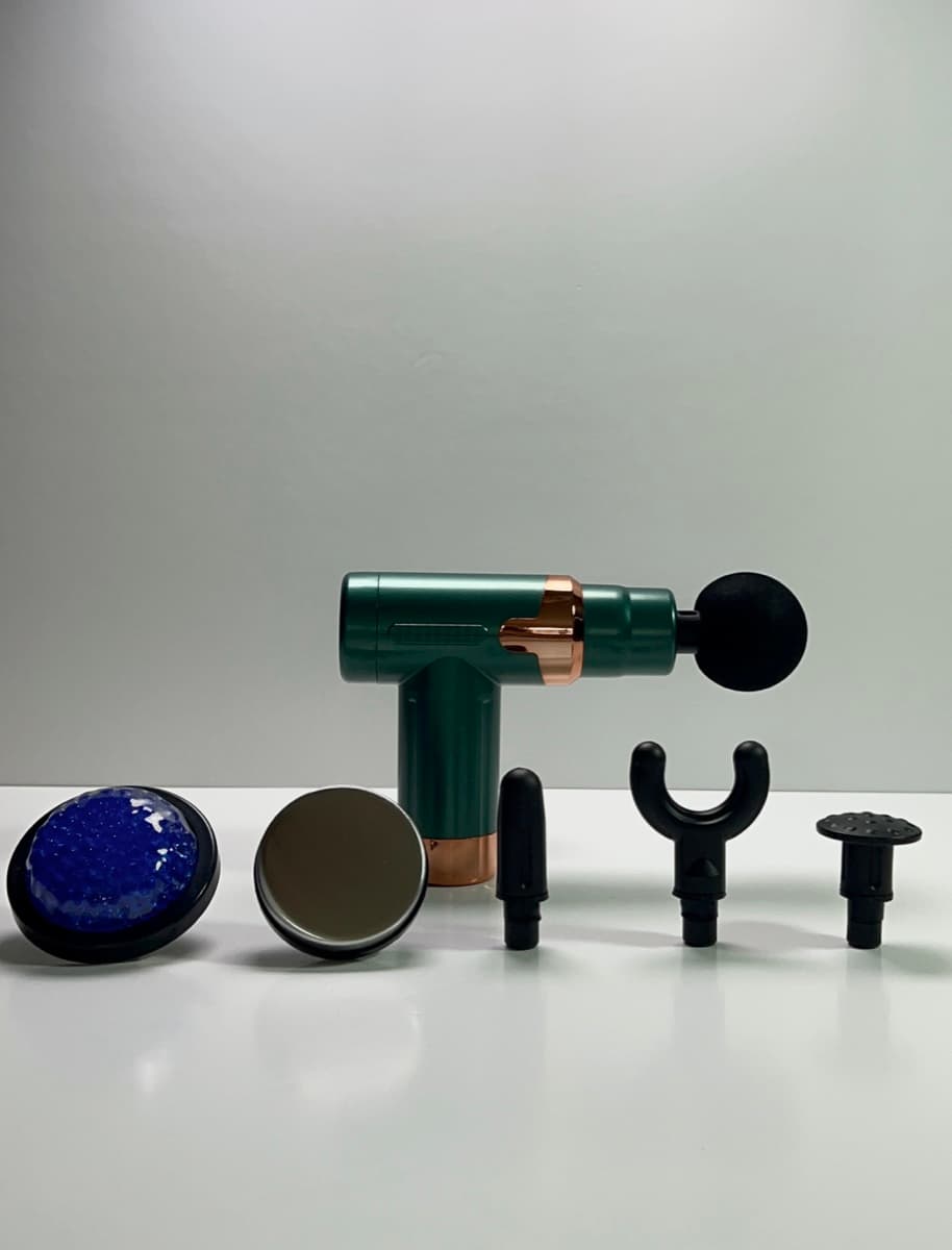 Pistola de masaje con frío y calor, 6 cabezales